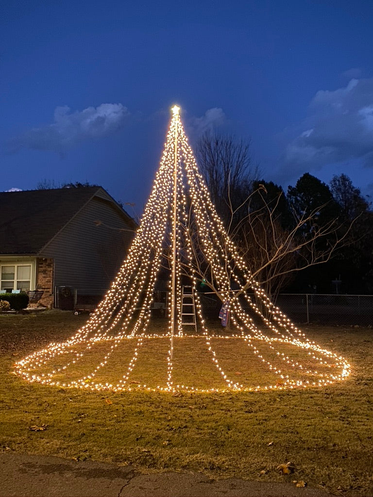 12 Soft White LED 66FT Strands On Falls Flag Source Flagpole